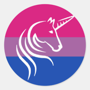 Pegatina Redonda Bandera del Orgullo Bi Pegatinas gráficos Unicorni