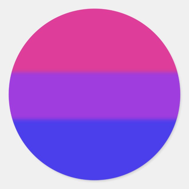 Pegatina Redonda Bandera del Orgullo Bisexual Caída (Anverso)