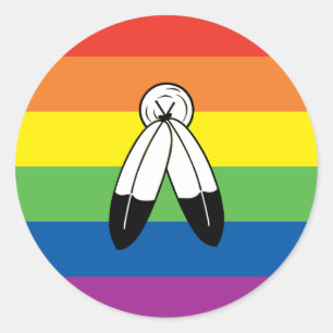 Pegatina Redonda Bandera del Orgullo de Dos Espíritus LGBTQ