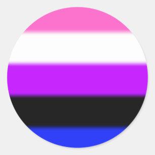 Pegatina Redonda Bandera del Orgullo de Fallo de Género