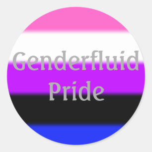 Pegatina Redonda Bandera del Orgullo de Fallo de Género (Texto)