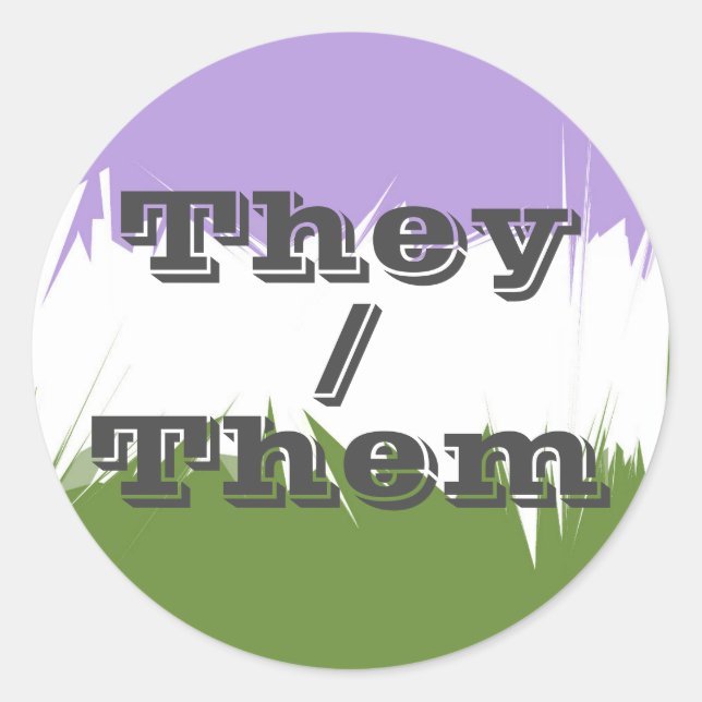 Pegatina Redonda Bandera del Orgullo del personalizable Pronoun Spi (Anverso)