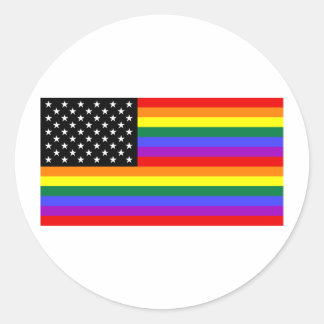 Pegatina Redonda Bandera del Orgullo Gay America