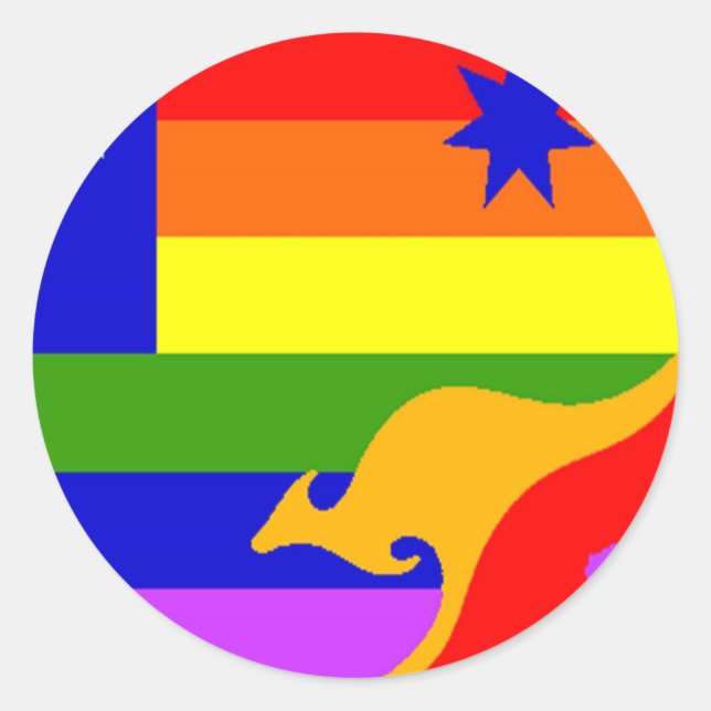 Pegatina Redonda Bandera del orgullo gay australiano (Anverso)