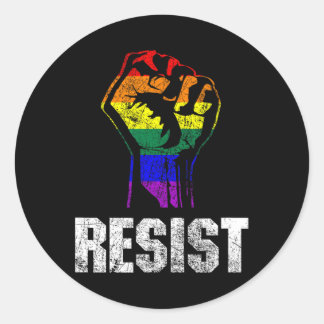 Pegatina Redonda Bandera Del Orgullo Gay De Lgbt Resistió