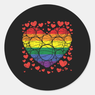 Pegatina Redonda Bandera del orgullo gay del corazón del baloncesto