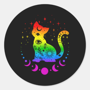 Pegatina Redonda Bandera del Orgullo Gay del Gato De Astrología Arc