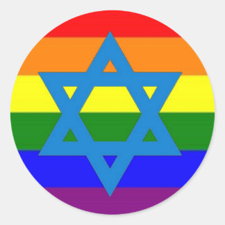 Pegatina Redonda Bandera del Orgullo Gay Judío