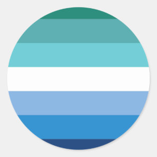 Pegatina Redonda Bandera del Orgullo Gay Masculino (Azure)