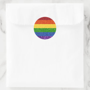Pegatina Redonda Bandera del orgullo gay Purpurina LGBT