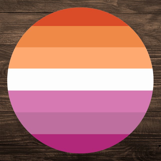 Pegatina Redonda Bandera del Orgullo Lesbiano (Subido por el creador)