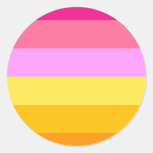 Pegatina Redonda Bandera del Orgullo Lesbiano (Amanecer)