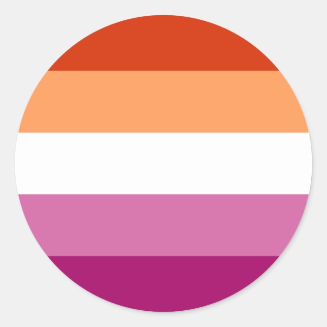 Pegatina Redonda Bandera del Orgullo Lesbiano LGBTQ (Anverso)