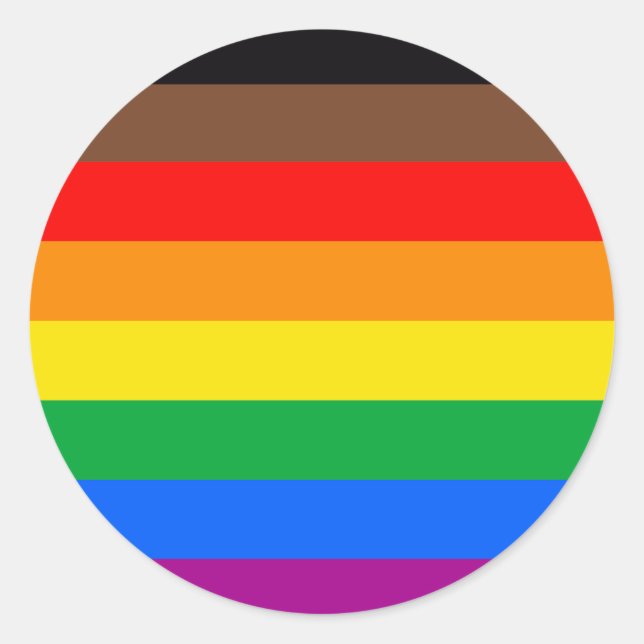 Pegatina Redonda Bandera del Orgullo LGBT de 8 bandas (Anverso)