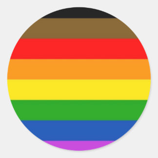 Pegatina Redonda Bandera del Orgullo LGBT inclusiva