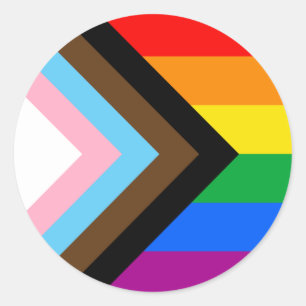 Pegatina Redonda Bandera del orgullo LGBTQ+ Progress
