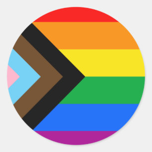 Pegatina Redonda Bandera del orgullo LGBTQ+ Progress