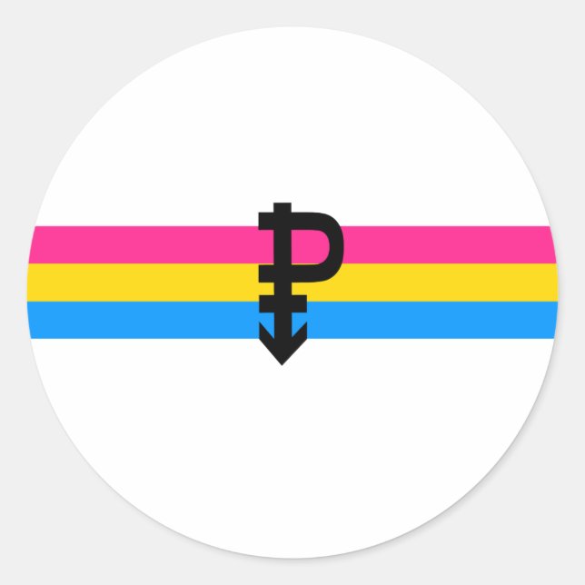 Pegatina Redonda Bandera del Orgullo Pansexual (Anverso)