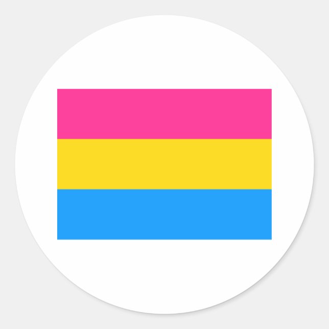 Pegatina Redonda Bandera del Orgullo Pansexual (Anverso)