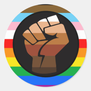 Pegatina Redonda Bandera del orgullo POC del progreso LGBTQ+