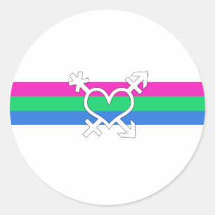 Pegatina Redonda Bandera del Orgullo Polisexual