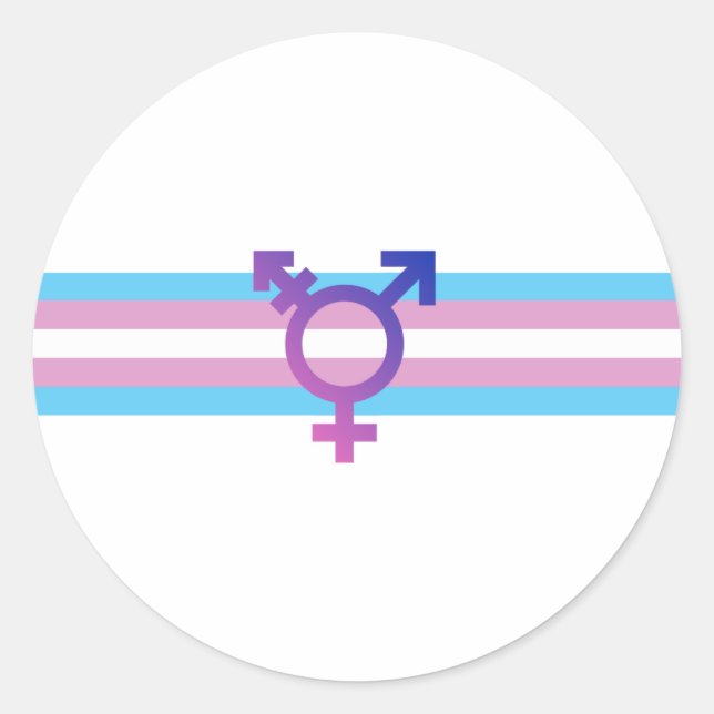 Pegatina Redonda Bandera del Orgullo Trans (Anverso)