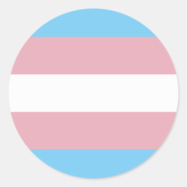 Pegatina Redonda Bandera del Orgullo Trans (Anverso)
