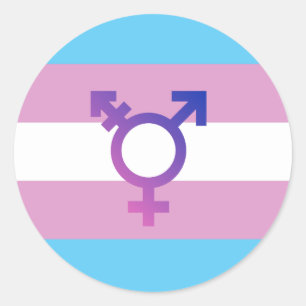 Pegatina Redonda Bandera del Orgullo Trans