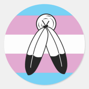 Pegatina Redonda Bandera del Orgullo Trans de Dos Espíritus