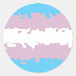 Pegatina Redonda Bandera del Orgullo Transgénero (difusa)