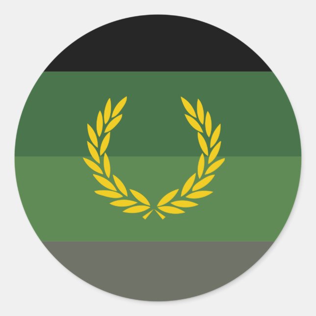 Pegatina Redonda Bandera del Orgullo Uniforme Militar (Anverso)