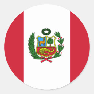 Pegatina Redonda Bandera del Perú