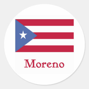 Pegatina Redonda Bandera del puertorriqueño de Moreno