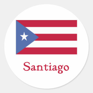 Pegatina Redonda Bandera del puertorriqueño de Santiago