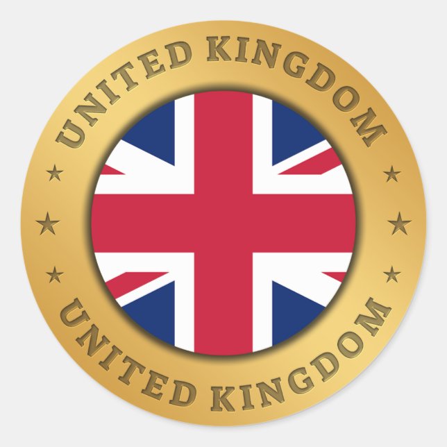 Pegatina Redonda Bandera del Reino Unido (Anverso)