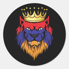 Pegatina Redonda Bandera del Rey del León de Armenia