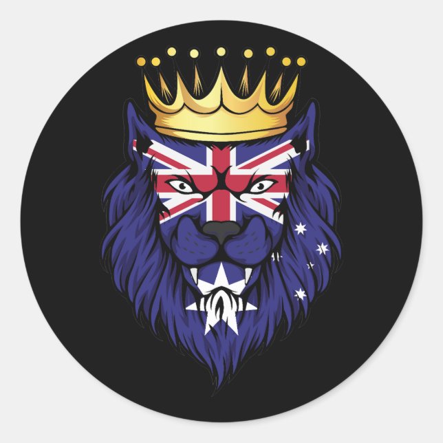 Pegatina Redonda Bandera del Rey del León de Australia (Anverso)