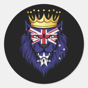 Pegatina Redonda Bandera del Rey del León de Australia
