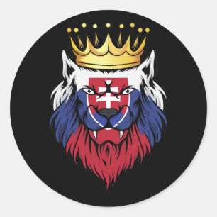 Pegatina Redonda Bandera del Rey del León de Eslovaquia