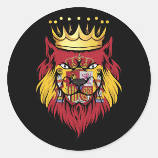 Pegatina Redonda Bandera del Rey del León de España