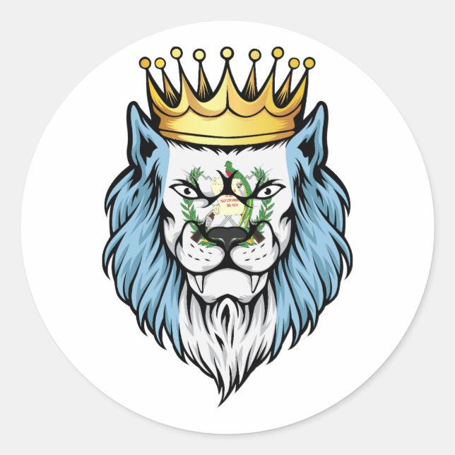 Pegatina Redonda Bandera del Rey del León de Guatemala (Anverso)