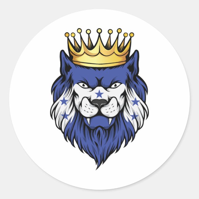 Pegatina Redonda Bandera del Rey del León de Honduras (Anverso)