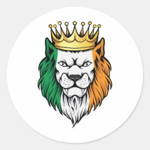 Pegatina Redonda Bandera del Rey del León de Irlanda