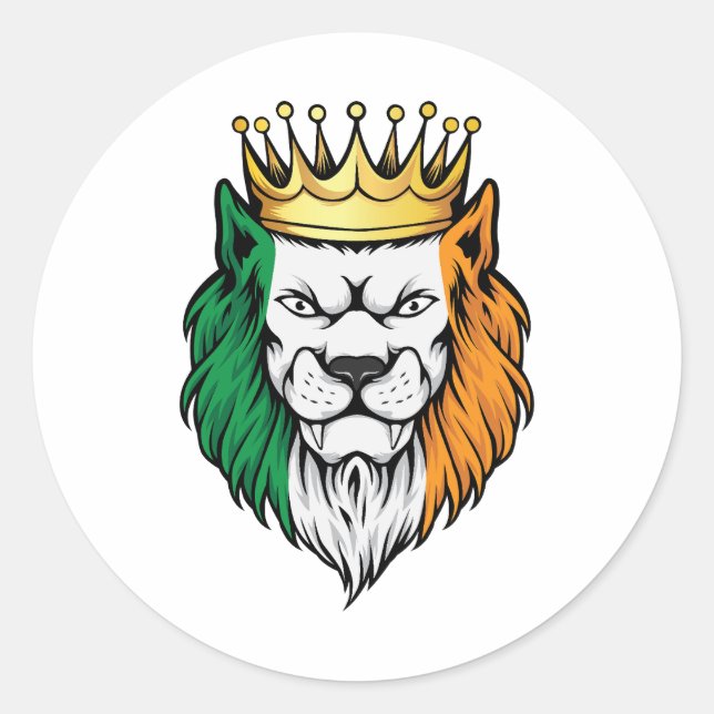 Pegatina Redonda Bandera del Rey del León de Irlanda (Anverso)