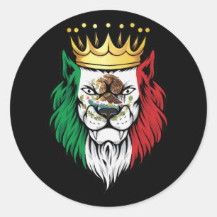 Pegatina Redonda Bandera del Rey del León de México