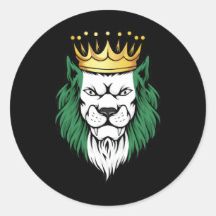 Pegatina Redonda Bandera del Rey del León de Nigeria