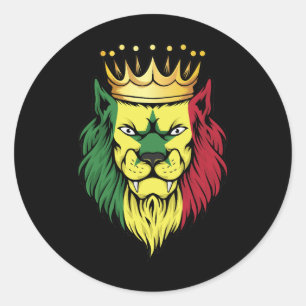 Pegatina Redonda Bandera del Rey del León de Senegal