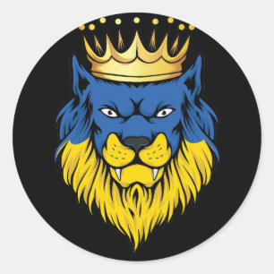 Pegatina Redonda Bandera del Rey del León de Ucrania