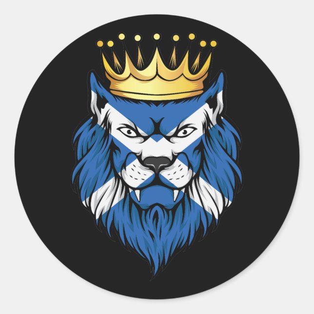 Pegatina Redonda Bandera del Rey León de Escocia (Anverso)