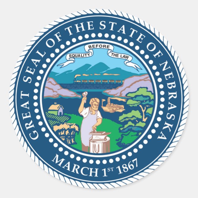 Pegatina Redonda Bandera del símbolo de la república estadounidense (Anverso)